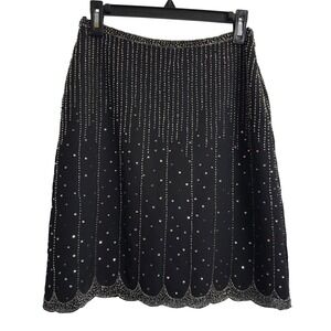 Night Way Collections Black‎ Beaded Sequin Scalloped Hem Evening Skirt Size 6